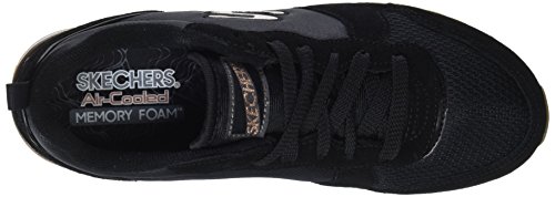 Skechers Retros-OG 85-Goldn Gurl, Zapatillas de Deporte Mujer, Negro (BLK Black Suede/Nylon/Mesh/Rose Gold Trim), 39 EU