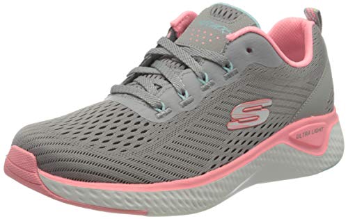 Skechers Solar Fuse Cosmic View, Zapatillas Mujer, Gris (Gray Mesh/Pink & Mint Trim Gypk), 37 EU