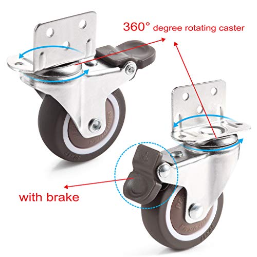 Skelang 4 ruedas giratorias de 50 mm, ruedas para muebles l, ruedas de freno para mesa de café, armario, banco de trabajo, carro, capacidad de carga: 27kg