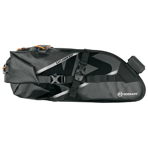 SKS GERMANY Explorer Exp. Saddlebag Bolsa para sillín, Unisex Adulto, Negro/Naranja, 13 Liter