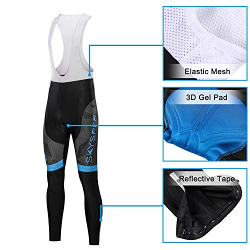 SKYSPER Ciclismo Maillot Hombres Jersey + Pantalones Largos Culote Mangas Largas de Ciclismo Conjunto de Ropa Maillot Entretiempo para Deportes al Aire Libre Ciclo Bicicleta