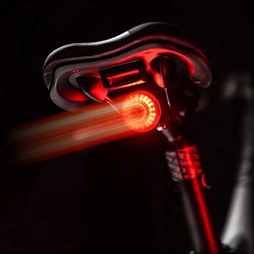 Smart Bike Luz trasera Auto On/Off Sensor de freno Luz trasera USB Recargable IPX6 Impermeable 6 Modos de iluminación Luz de freno de ciclismo Advertencia Lámpara de seguridad(Tipo Tija de Sillín)