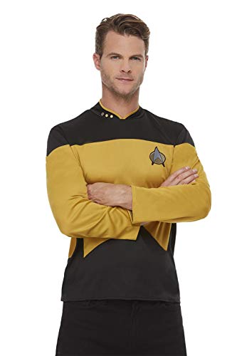 Smiffys Officially Licensed, The Next Generation Operations Uniforme oficial de Star Trek, la próxima generación de operaciones, color amarillo, S-UK Size 34"-36" (52446S)