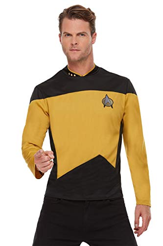 Smiffys Officially Licensed, The Next Generation Operations Uniforme oficial de Star Trek, la próxima generación de operaciones, color amarillo, S-UK Size 34"-36" (52446S)