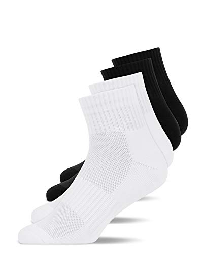 Snocks Calcetines de Running Deporte Mujer Pack de 4 Negro Blanco Tamaño 39-42 Calcetines Cortos Tobilleros Deportivos Trail Atletismo Antiampollas