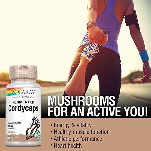 Solaray Cordyceps 500mg | Organically Grown Fermented Mushroom | 60 VegCaps