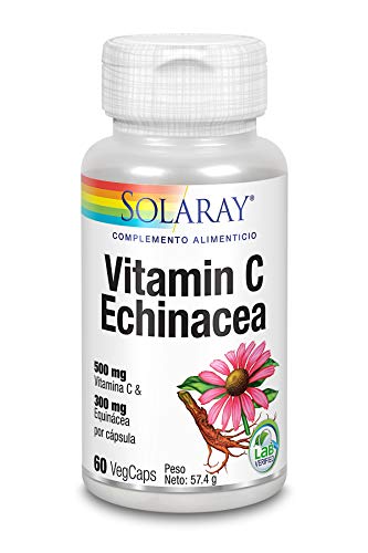 SOLARAY Vitamin C Echinacea, 500Mg C & 300Mg Equinácea, 60 Vegcaps, 200 G