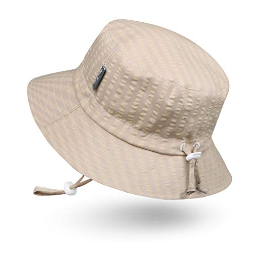 Sombrero de Sol para Bebé Niña Niño Infantil Niños Pequeños Unisexo Ajustable Sombrero Bob Protección Solar UPF 50-S:Rayas caquis