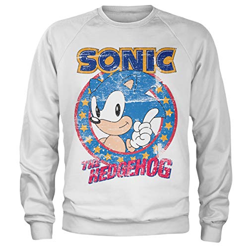Sonic The Hedgehog Licenciado Oficialmente Sudaderas (Blanco), M