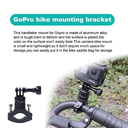 Soporte de bicicleta para cámara de acción, soporte para manillar de bicicleta, adaptador de 360 grados de rotación compatible con GoPro Hero 9, 8, 7 y otras cámaras de acción