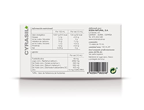 Soria Natural - CYRASIL PLUS - Depurativo - Mejora el funcionamiento del aparato digestivo y del riñón - 15 viales 150ml - Cardo mariano