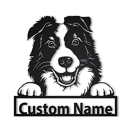 SOULSIS Personalizado Border Collie Dog de Madera Sign Art | De Encargo del de Madera del Perro del Border Collie de <BR> Primavera! Regalo de Perro | Regalo de cumpleaños | Animales Graciosos