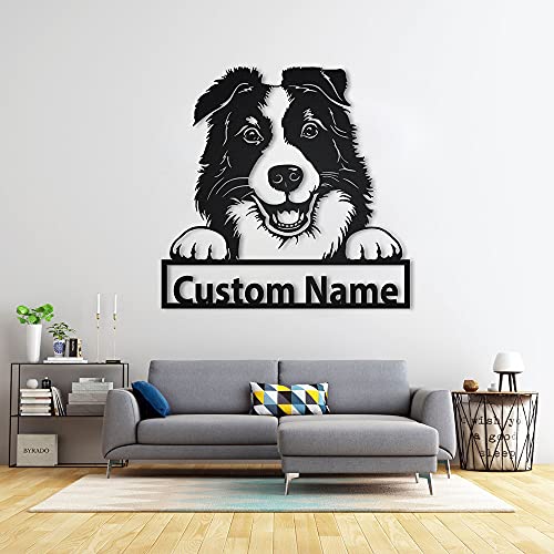 SOULSIS Personalizado Border Collie Dog de Madera Sign Art | De Encargo del de Madera del Perro del Border Collie de <BR> Primavera! Regalo de Perro | Regalo de cumpleaños | Animales Graciosos