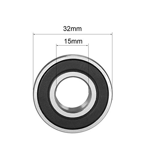 sourcing map Rodamiento rígido de bolas 6002-2RS doble sellado, rodamientos de acero al cromo de 15 mm x 32 mm x 9 mm