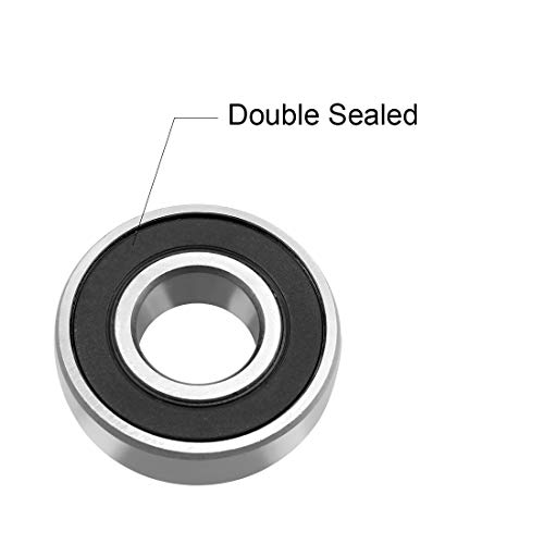 sourcing map Rodamiento rígido de bolas 6002-2RS doble sellado, rodamientos de acero al cromo de 15 mm x 32 mm x 9 mm