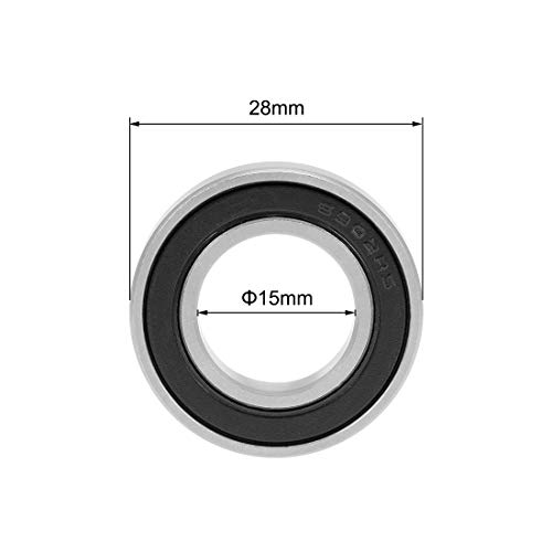 sourcing map Rodamientos de Bolas, 20x Cojinetes de Bolas de Ranura Profunda 6902-2RS, 15x28x7mm Rodamiento de Doble Sellado, de Acero, para Roller Skate, Equipo Mecánico, Instrumentos