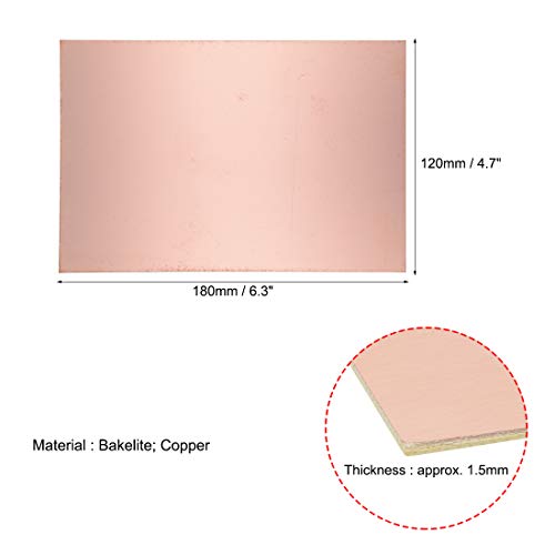 sourcing map Una Cara Cobre Revestido Laminado PCB Circuito Placa, FR4 180x120mm 7,09x4,72 Pulgadas, 1,5mm Grosor Bricolaje Prototipos Creación PCB Tablero, Nombre Tablero, 10uds