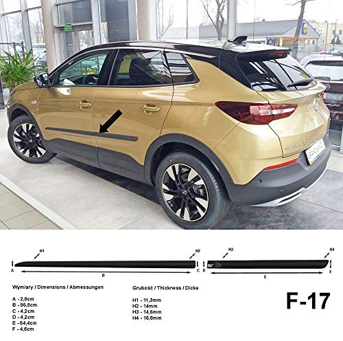 Spangenberg Listones de protección laterales de color negro para Opel Grandland X SUV Combi a partir de año de construcción 06.2017 - F17 (3700017)