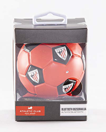 Speaker- Altavoz Bluetooh. Forma y tacto de balón. Producto oficial Athletic Club de Bilbao. Posibilidad sonido estéreo conectando dos altavoces.