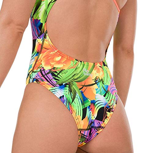 Speedo Funk Burst Single Crossback Bañador, Mujer, Naranja Fluorescente/Violeta/Verde Falso, 30