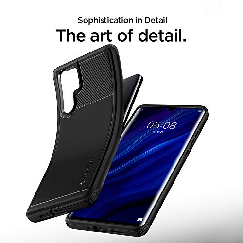 Spigen, Funda para Huawei P30 Pro 2019 [Rugged Armor] Absorción de Choque Resistente y diseño de Fibra de Carbono [Compatible con Carga Inalámbrica] - [Negro Mate] L37CS25725