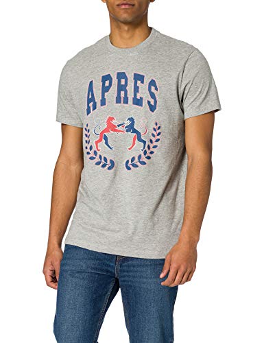 Springfield Camiseta Regular Varsity Reconsider, Gris Medio, M para Hombre