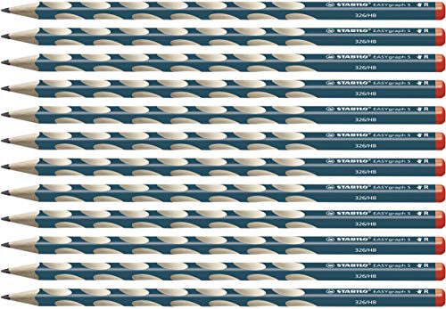 Stabilo Easy graph S - Lápiz de 3 cantos para diestros, color petróleo pack de 12