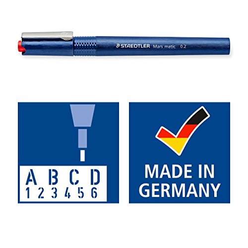 STAEDTLER Mars Matic 700 02 - Pluma técnica con puntera tubular de acero cromado duro 0,2 mm, azul