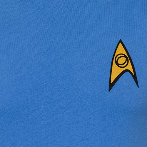 Star Trek - Camiseta oficial para hombre - Uniforme de Spock / Scotty / Capitán Kirk - Azul - Medium