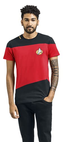 Star Trek: The Next Generation Red Uniform Hombre Camiseta Rojo/Negro XL, 100% algodón, Regular