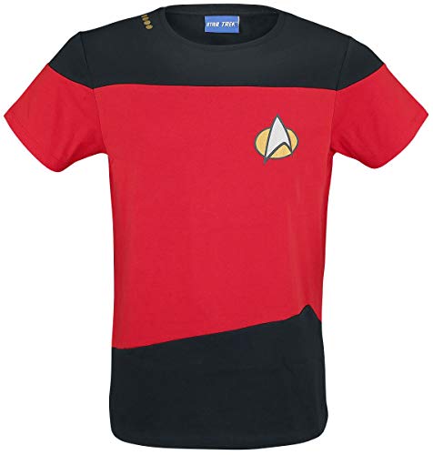 Star Trek: The Next Generation Red Uniform Hombre Camiseta Rojo/Negro XL, 100% algodón, Regular