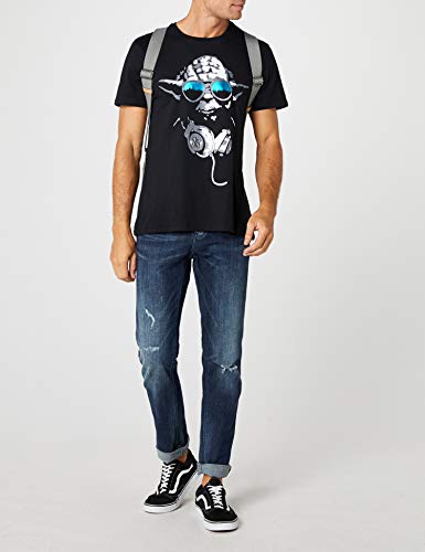 Star Wars DJ Yoda Cool Camiseta, Negro, Medium para Hombre