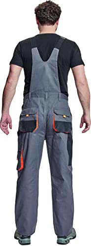 Stenso Des-Emerton - Pantalones con Peto de Trabajo para Hombre Slim fit - Gris/Negro/Naranja - 56