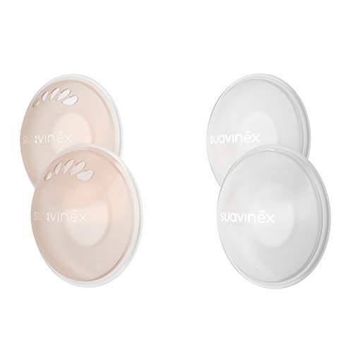 Suavinex - Set 2 Conchas protectoras (evita el Roce de la Ropa) + 2 Conchas Recolectoras pezón (Recoge las Pérdidas de leche)