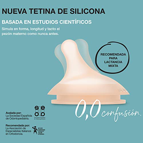 Suavinex Zero-Zero Biberón anticólicos +0 meses, 180 ml - Tetina Lactancia Materna, Flujo Lento