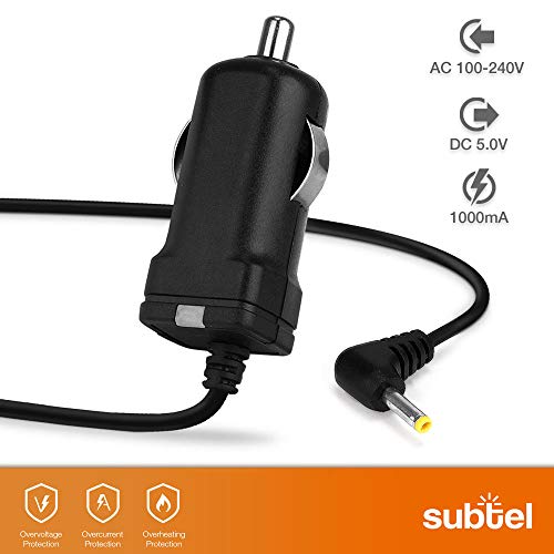 subtel® Cargador de Coche 1.4m 1000mA Compatible con navegador Tomtom GO 910 710 700 300 Rider v1 Regional Rider 2nd Edition One Europe, 5V Cable de Carga 4.0mm x 1.7mm 12V / 24V