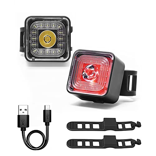 SUFUL Luces Bicicleta Kit, Luces Delanteras y traseras Impermeables IP66 para Bicicleta, luz de Advertencia de Freno con Cuentas de lámpara de Alto Lumen, luz Trasera USB MTB (Traje (Inteligente))