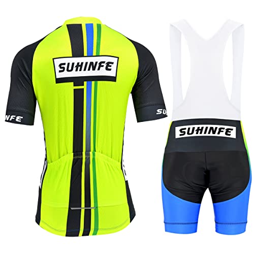 SUHINFE Maillot Ciclismo Hombre Verano, Transpirable y de Secado rápido Ropa Ciclismo y Culotte Ciclismo para MTB, Carreras Bicicletas