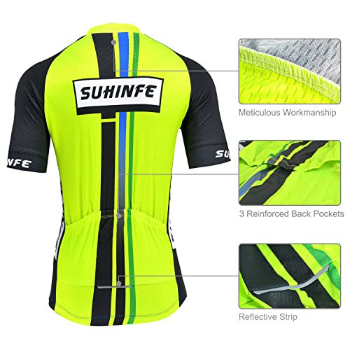 SUHINFE Maillot Ciclismo Hombre Verano, Transpirable y de Secado rápido Ropa Ciclismo y Culotte Ciclismo para MTB, Carreras Bicicletas