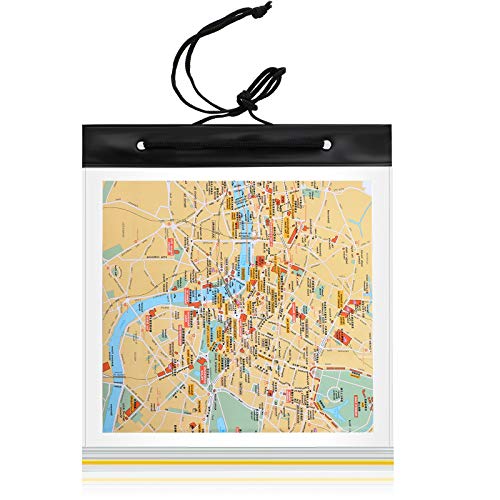 Sumind Estuche Impermeable de Mapas Cubierta de Mapa Transparente Bolsa de Mapa de Camping Soporte de Mapas de Senderismo de PVC con Correa de Cuello y Ventana Limpia, 31 x 28 cm