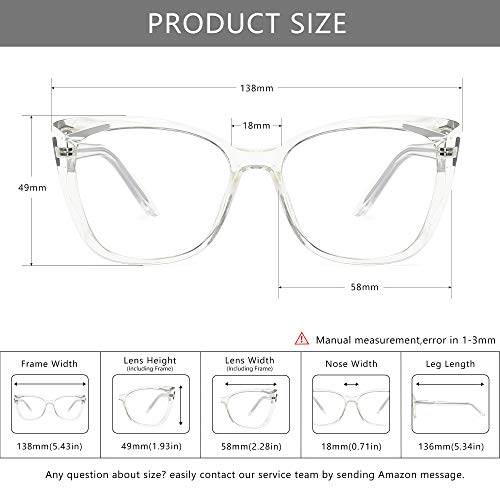 SUNGAIT Ojo de Gato Gafas Luz Anti-azul Gafas con Montura Geométrica Corte de Diamante(Marco Transparente)