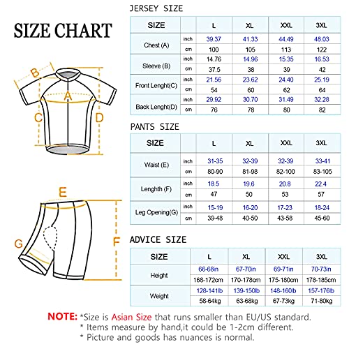 SuooTci Ciclismo Uomo Estive Magliette MTB Maniche Corte + Pantaloncini Imbottiti Completo Bici da Corsa Pro-B-XL