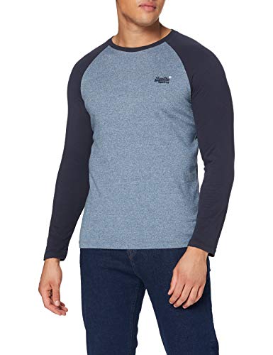 Superdry LS Top Camisa, Azure Tois Mega Grit, M para Hombre