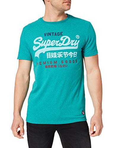 Superdry M1011201A Camiseta, Ocean Green Marl, L para Hombre