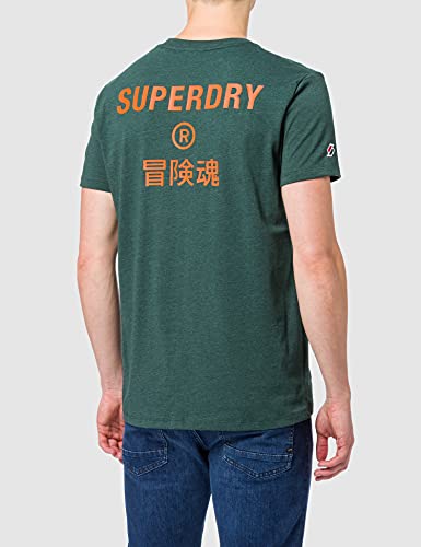 Superdry M1011219a Camiseta con Logotipo de Corporate Brights, Enamel Green Marl, XXL para Hombre