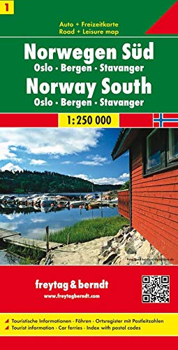 Sur de Noruega, Oslo, Bergen, Stavanger mapa de carreteras. Escala 1:250.000. Freytag & Berndt.: Toeristische wegenkaart 1:250 000: AK 0655 (Auto karte)