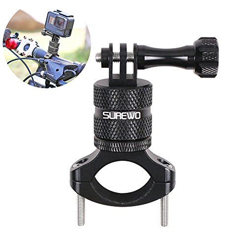 SUREWO Soporte de manillar de bicicleta de montaña, soporte de aluminio para bicicleta compatible con GoPro Hero 9/8/7/(2018) 6 5 negro, GoPro Max, DJI Osmo Action, AKASO, YI, Campark y más