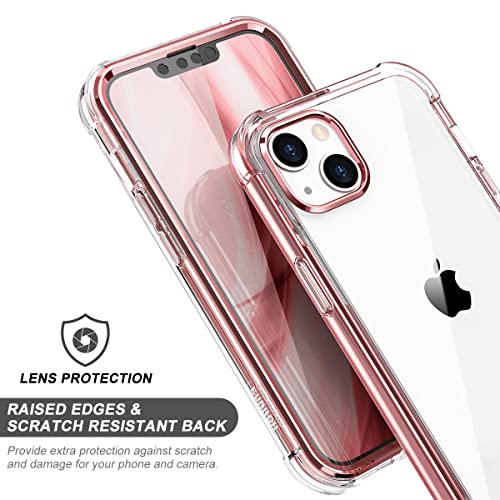 SURITCH Funda iPhone 13 Protector Pantalla Integrado 360 Protección híbrida Cuerpo Completo Carcasa Dura + TPU Carcasa iPhone 13 Protector para iPhone 13 6.1"(Oro Rosa)