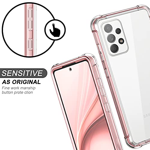 SURITCH Funda Samsung Galaxy A72 360 Grados Transparente y Protector Antigolpes [Ultra Hybrid] PC Dura Resistente Silicona Oro Rosa Bumper Doble Cara Carcasa por Samsung Galaxy A72 5G/4G 6,7 Pulgada