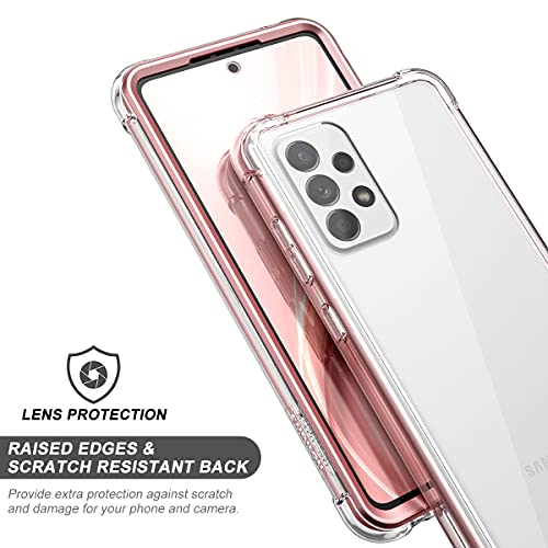 SURITCH Funda Samsung Galaxy A72 360 Grados Transparente y Protector Antigolpes [Ultra Hybrid] PC Dura Resistente Silicona Oro Rosa Bumper Doble Cara Carcasa por Samsung Galaxy A72 5G/4G 6,7 Pulgada